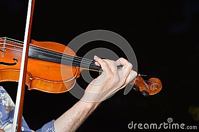 A Stringed music instrument zoom on a violin Stock Photo