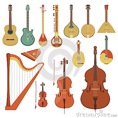 Stringed Musical Instruments Vector Illustration