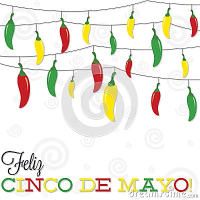 Strings of Mexican Chilli peppers Vector Illustration