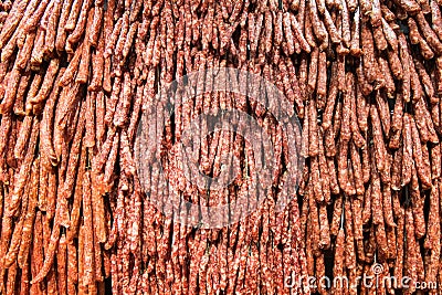 The strings of sausages Stock Photo