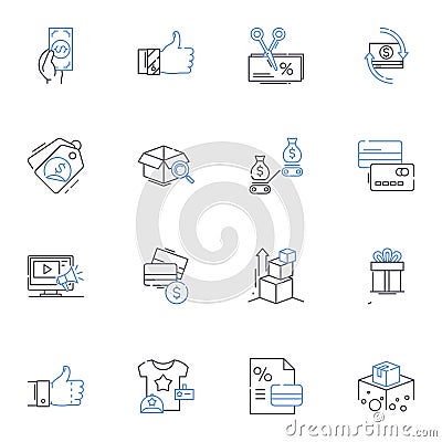 Strip mall line icons collection. Retail, Shopping, Plaza, Stores, Convenience, Commercial, Strip vector and linear Vector Illustration