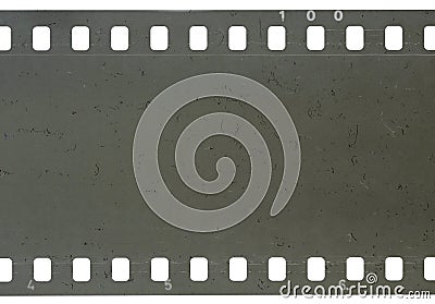 Strip of old celluloid film with dust and scratches Stock Photo