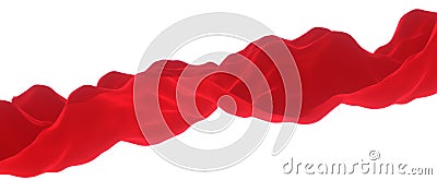 Strip of red squiggly fabric. Luxurious wave of elegant 3d render finest shaped silk Stock Photo