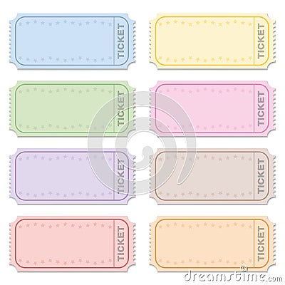 Strip Tickets Blank Raffle Tickets Different Colors Vector Illustration
