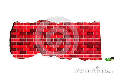 A strip of white paper with blue brickwork Stock Photo