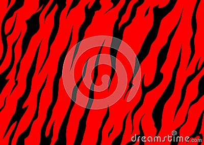 Stripe animal jungle bengal tiger fur texture pattern seamless repeating red black Vector Illustration