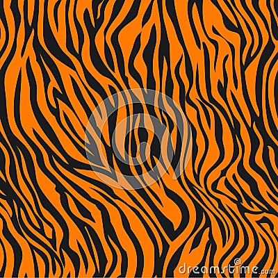 Stripe animals jungle tiger fur texture pattern seamless repeating orange yellow black Vector Illustration