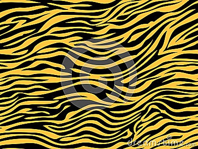 Stripe animals jungle tiger fur texture pattern seamless repeating orange yellow black Vector Illustration