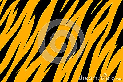 Stripe animals jungle tiger fur texture pattern yellow orange black Vector Illustration