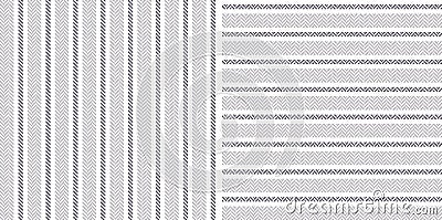 Stripe pattern with herringbone texture in neutral grey and white. Seamless simple basic minimal light stripes for shirt. Vector Illustration