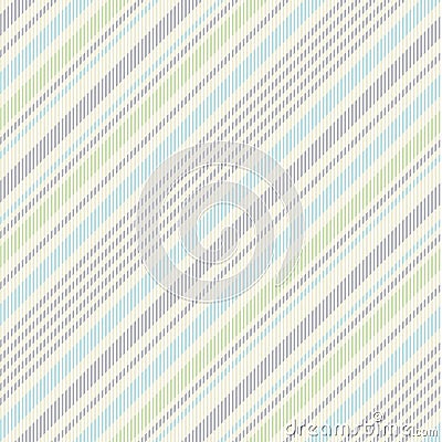 Stripe pattern seamless in soft blue, green, grey, beige, white. Diagonal multicolored thin asymmetric lines for spring summer. Stock Photo