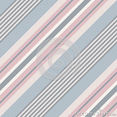 Stripe pattern for textile design in grey blue and pink. Seamless diagonal large wide stripes for dress, skirt, curtains, mattress Vector Illustration