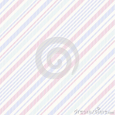 Stripe pattern textured in soft purple blue, green, pink, off white. Diagonal multicolored thin asymmetric pastel lines for spring Vector Illustration