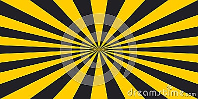 Stripe rays safety warning dangerous pop art style background, vector sign yellow and black rays, glow, Hazard symbol stripe rays Vector Illustration