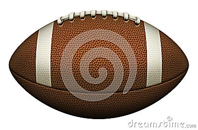 A Striped American Football with Laces On Top Edge Stock Photo