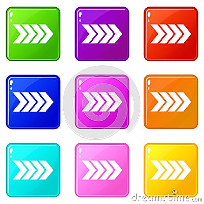 Striped arrow set 9 Vector Illustration