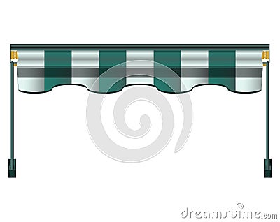 Striped awnings in realistic style. Awning for the cafes and street restaurants Vector Illustration