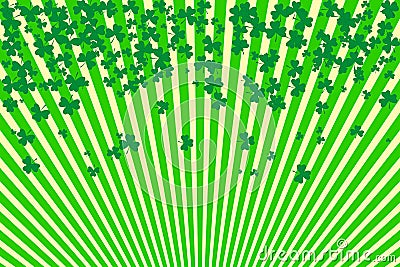 Striped background and shamrock border. Vector illustration for Saint Patrick Day Greeting Card Vector Illustration