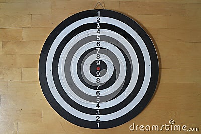 Striped black and white Dartboard with numbering Stock Photo