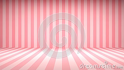 Striped candy pink studio backdrop with empty space for your content Vector Illustration