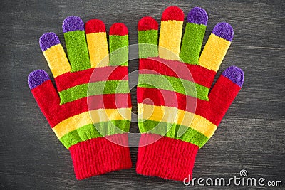 Striped gloves Stock Photo