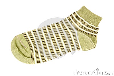 Striped green sock Stock Photo