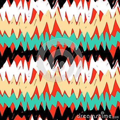 Striped hand drawn pattern with zigzag lines Vector Illustration