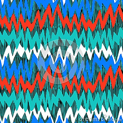 Striped hand drawn pattern with zigzag lines Vector Illustration