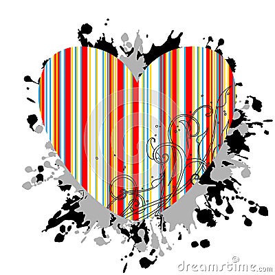 Striped heart Vector Illustration