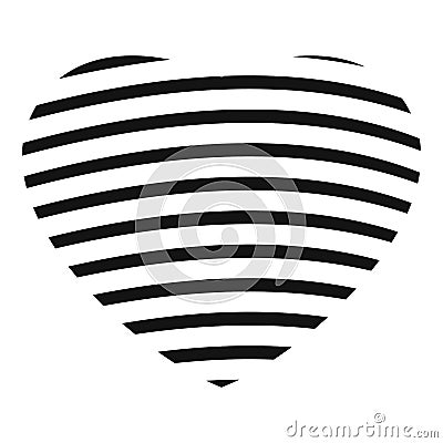 Striped heart icon, simple style. Cartoon Illustration