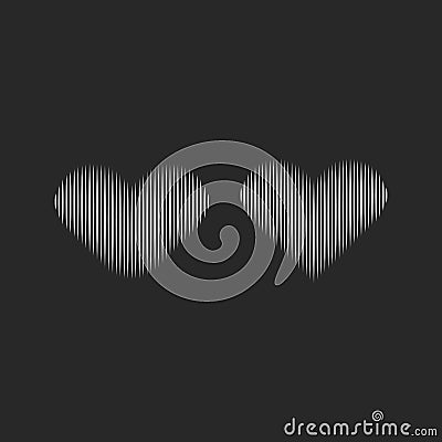 Striped heart silhouettes for logo design or unique tattoo. Linear art element for print on t-shirt Vector Illustration