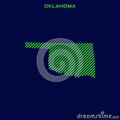 Striped Map of Oklahoma Vector Design Template. Vector Illustration