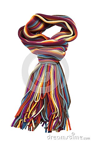 Striped multicolored woolen scarf Stock Photo