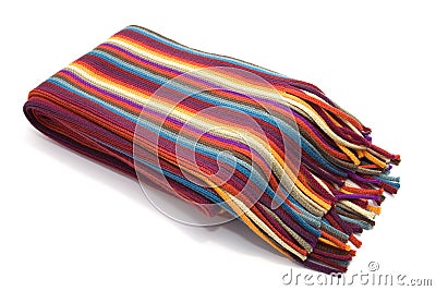 Striped multicolored woolen scarf Stock Photo