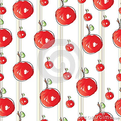 Striped pattern with cherries vector Vector Illustration