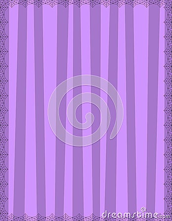 Striped purple background with cute vertical stripes framed with spider cobweb. Vector Illustration