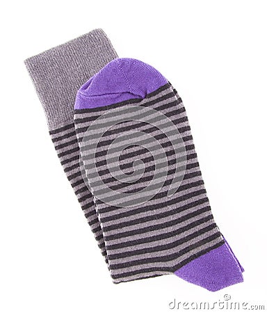 Striped purple sock Stock Photo