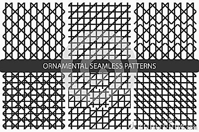 Striped seamless geometric patterns. Vector Illustration