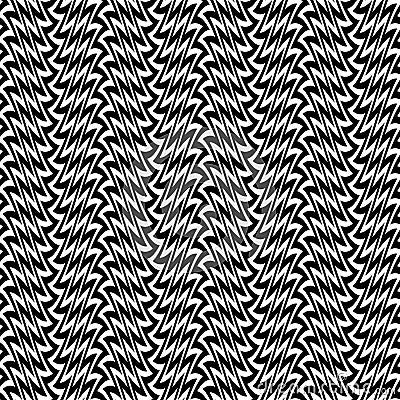 Striped seamless pattern of black zigzag lines. Repeatable optical ripples texture. Psychedelic abstract wallpaper Vector Illustration