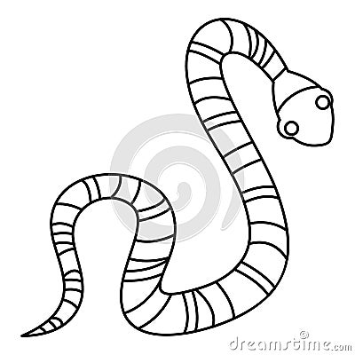 Striped snake icon, outline style Vector Illustration