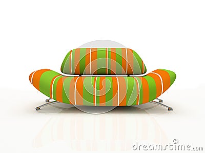 Striped sofa on white background insulated Stock Photo
