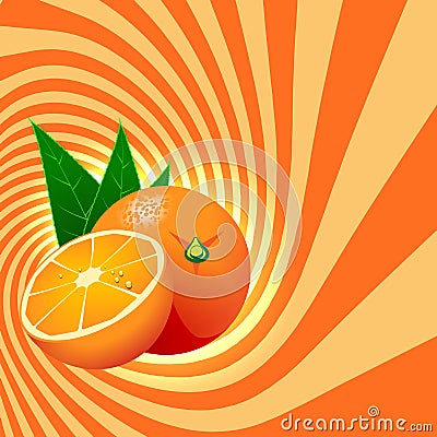 Striped spiral orange confectioners background. Stock Photo