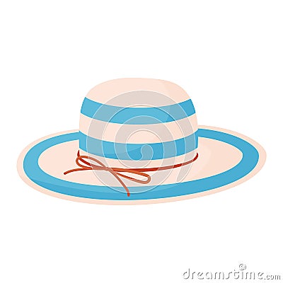 Striped summer hat for women Vector Illustration