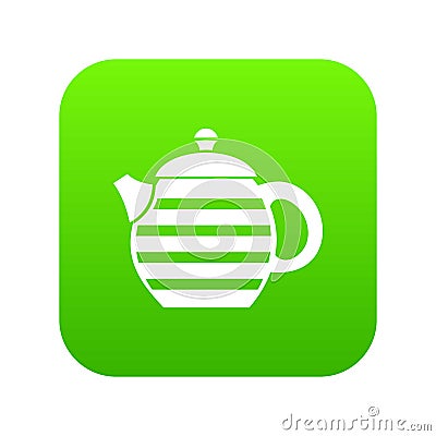 Striped teapot icon digital green Vector Illustration