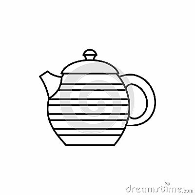 Striped teapot icon, outline style Vector Illustration
