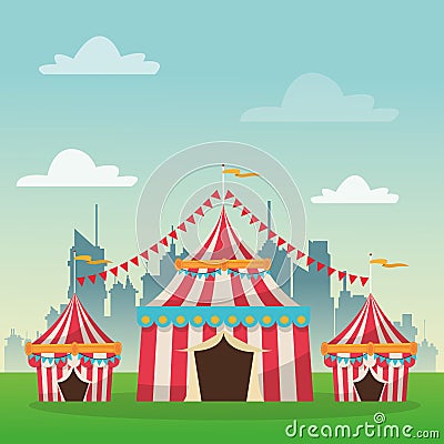 Striped tent of carnival design Vector Illustration