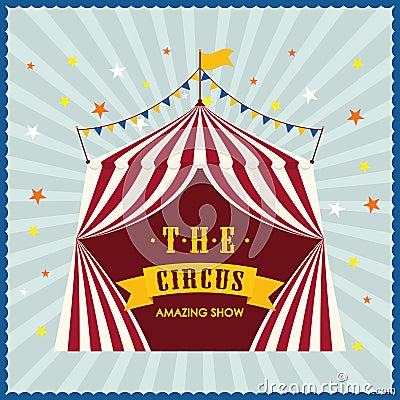 Striped tent icon. Circus and Carnival design. Vector graphic Cartoon Illustration