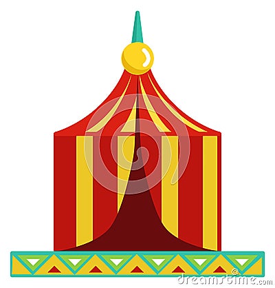 Striped tent icon. Show circus. Funfair symbol Vector Illustration