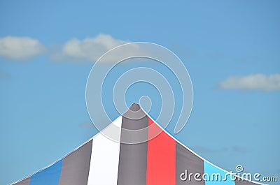 Striped Tent Top near Woodburn, Oregon Stock Photo