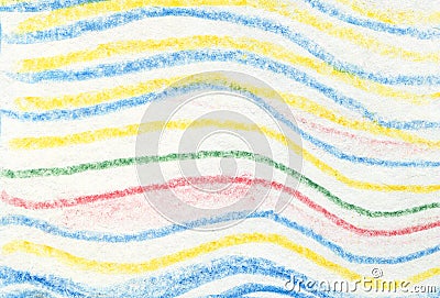 Striped wavy crayon pattern. Hand painted oil pastel crayon. Stock Photo